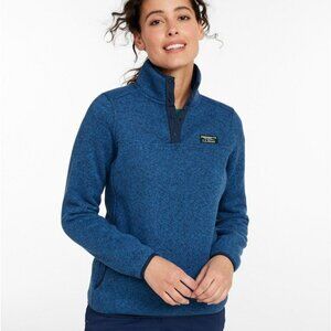 L.L.Bean Women’s Sweater Fleece Pullover Snap Neck Blue Warm Jacket
